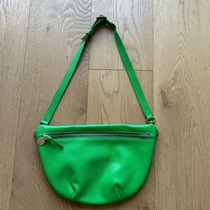 Clare V Grande Fanny in Green Snakeskin